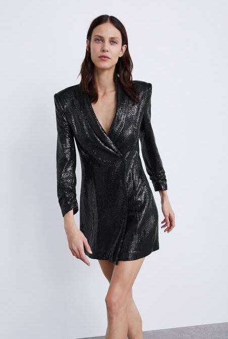 black sequin blazer dress zara