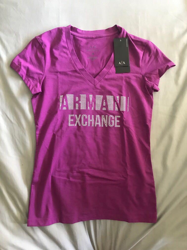 purple armani exchange t shirt