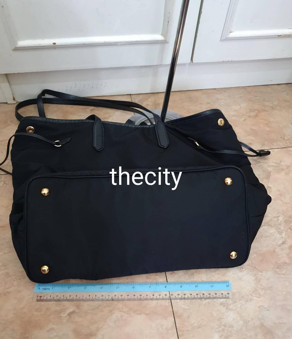 AUTHENTIC PRADA NEVERFULL SHOULDER BAG - BLACK NYLON CANVAS - GOLD HARDWARE  - CLEAN INTERIOR - SMALL SIGNS OF USAGE