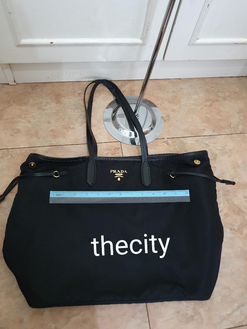 AUTHENTIC PRADA NEVERFULL SHOULDER BAG - BLACK NYLON CANVAS - GOLD HARDWARE  - CLEAN INTERIOR - SMALL SIGNS OF USAGE