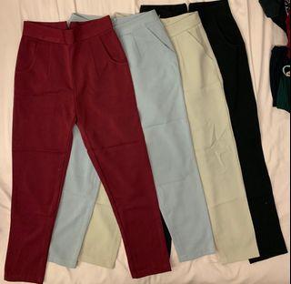 Basic long pants - maroon, grey, beige and black