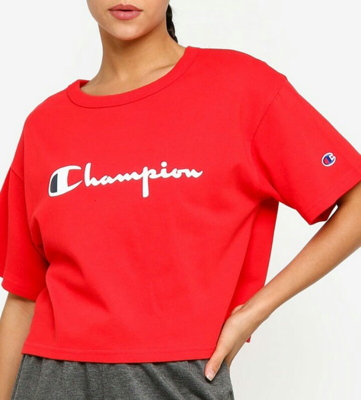 champion crop top red