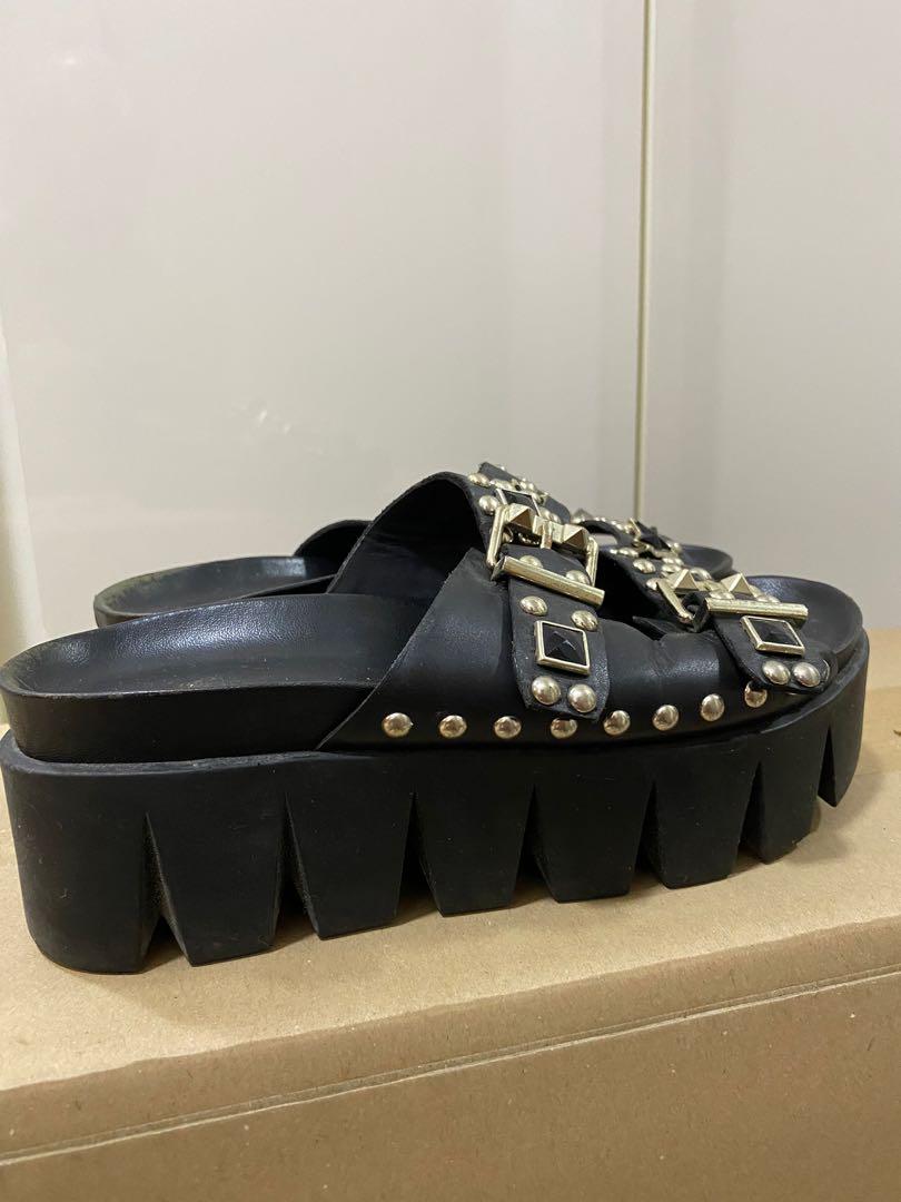Cool black studded platform sandals Women s Fashion Footwear
