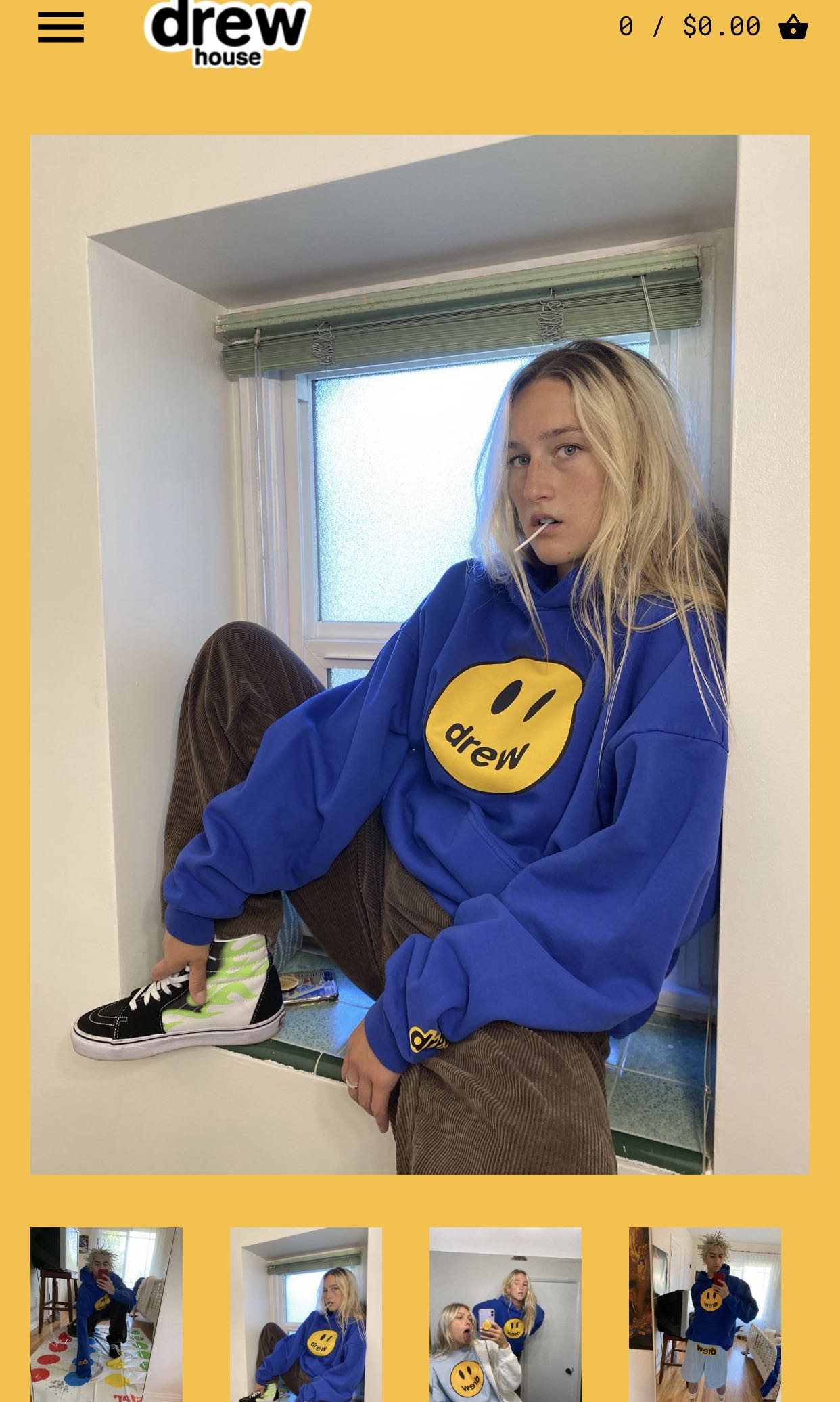 Drew house Mascot Hoodie Royal Blue Men s Fashion Tops Sets