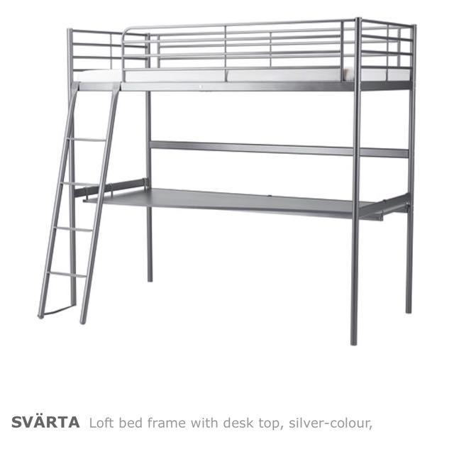 Ikea Svarta Loft Bed Frame With Table Top Home Furniture Furniture On Carousell