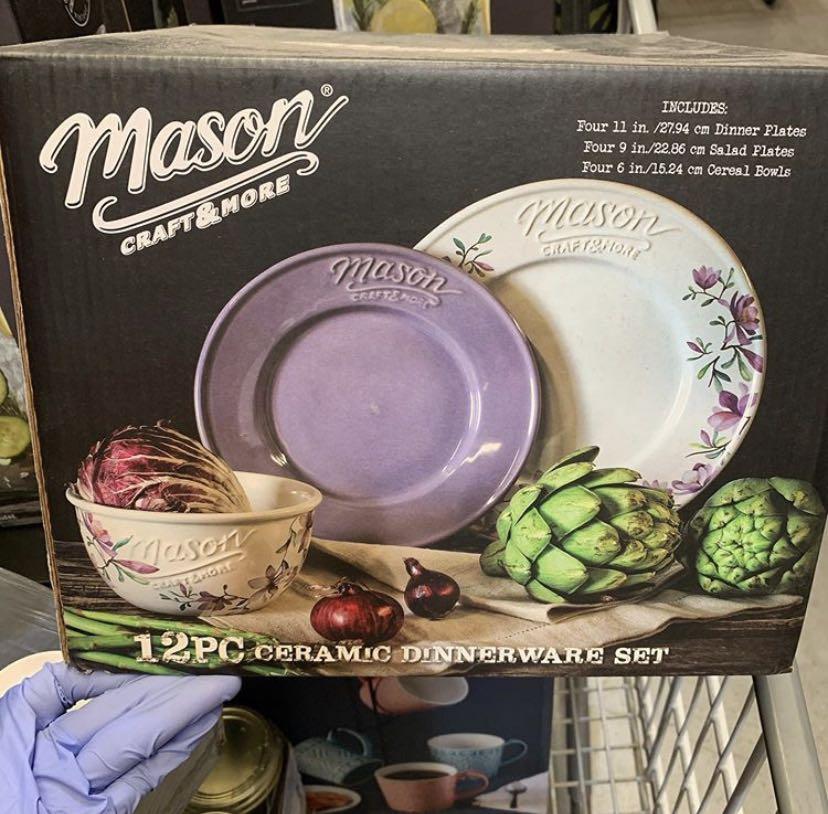 Mason Craft & More 12pc Ceramic Dinnerware Set, Furniture & Home Living