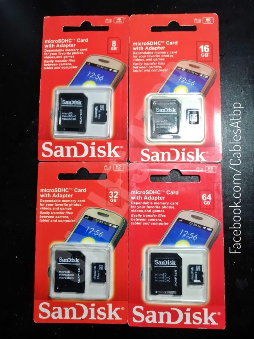 Microsd Sandisk Memory Card 8 16 32 64 Mobile Phones Tablets Mobile Tablet Accessories Mobile Accessories On Carousell