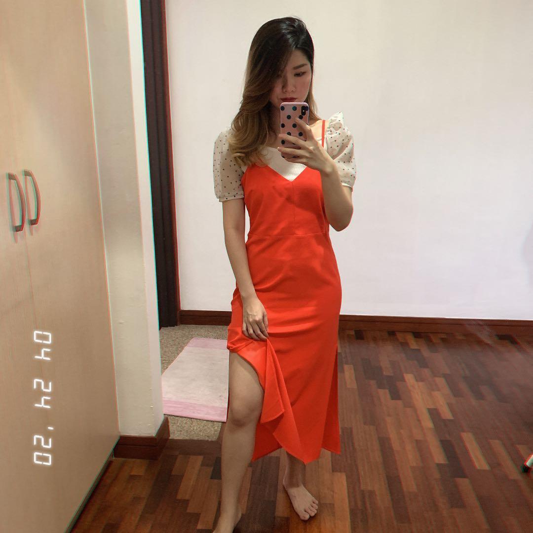Miss selfridge orange dress sales