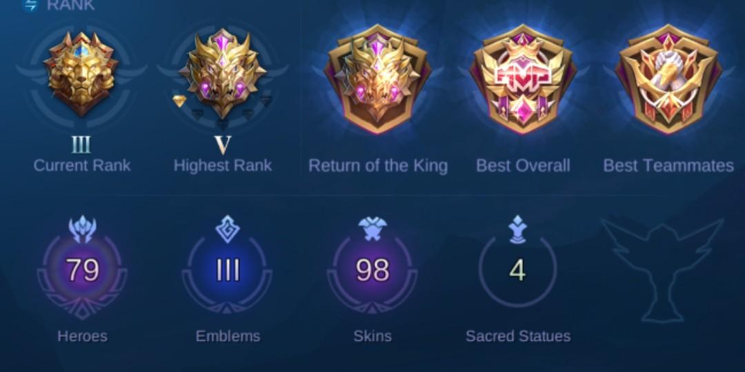 Mobile Legends Account Toys Games Video Gaming In Game Products On Carousell