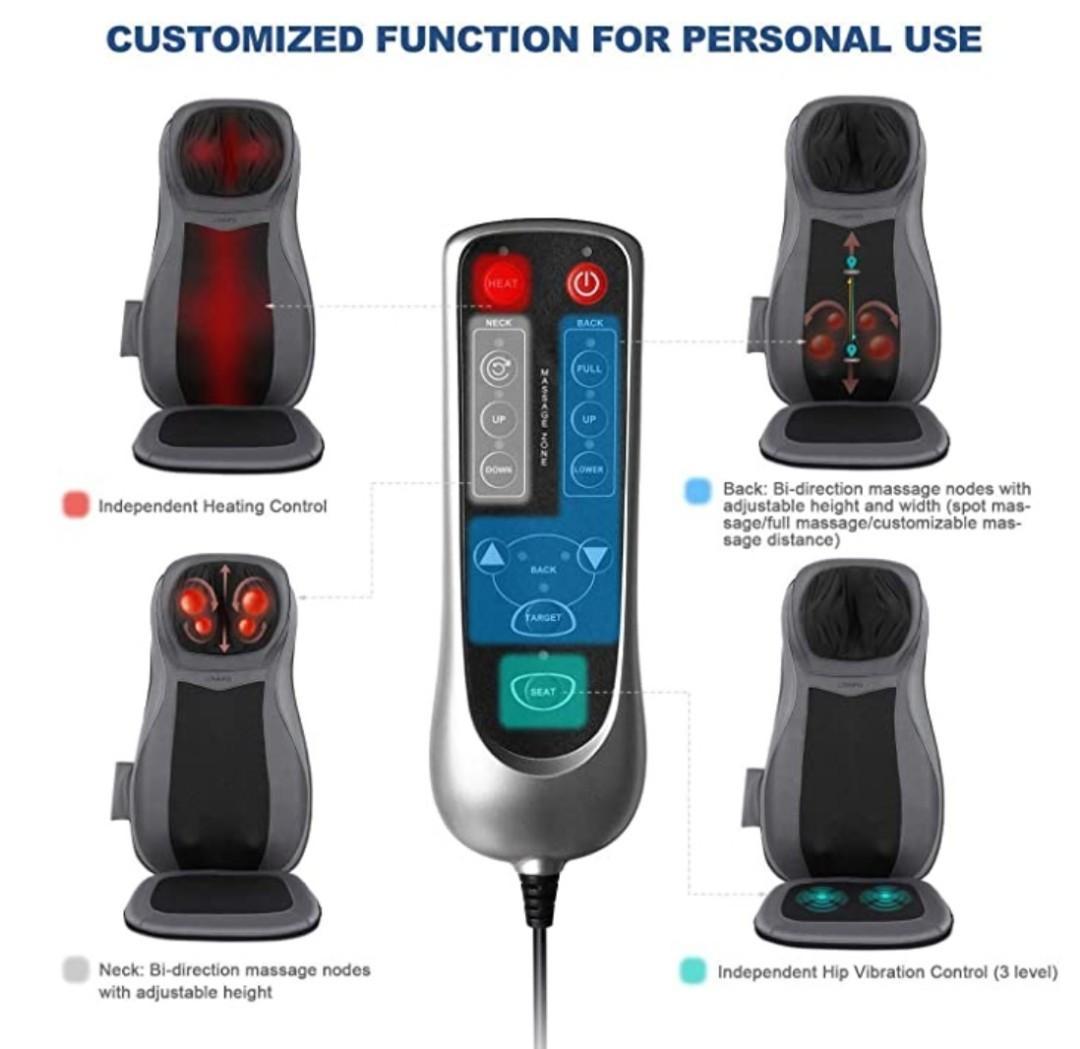 Naipo Shiatsu Neck Back Massager with Heat, Adjustable Full Back