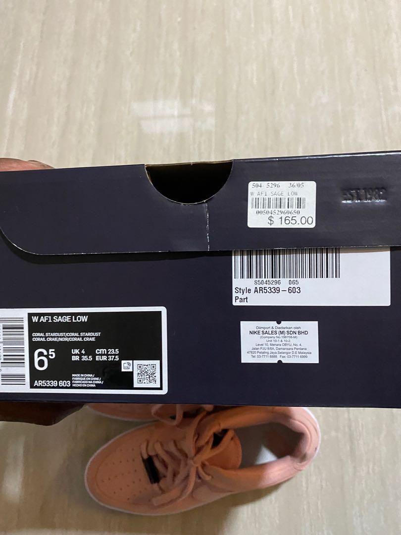 nike air force 1 sage low coral stardust