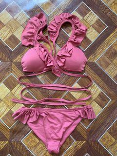 Pink ruffled swimsuit