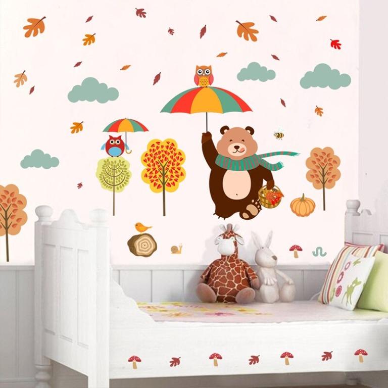 Sereia Decal Cute Bear Under Rain Home Decor Gifts Design