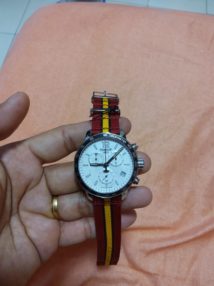 Tissot Quickster Chronograph NBA Miami Heat Edition White Dial Two Tone NATO Strap Watch for Men - T095.417.17.037.08