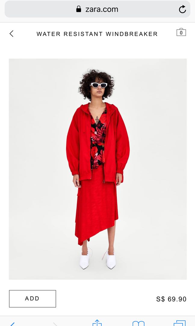 Zara red waterproof jacket, Women's 