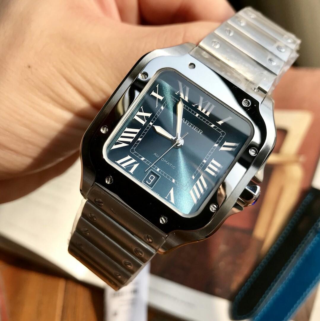 Authentic Santos de Cartier Santos mmETA- m Blue face ...