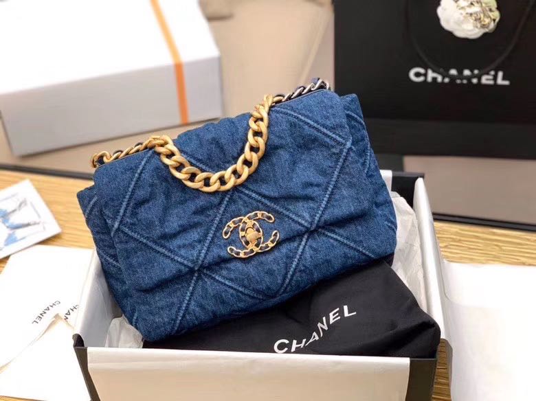 Chanel Blue Quilted Denim Large 19 Flap Gold And Ruthenium Hardware 2022  Available For Immediate Sale At Sothebys