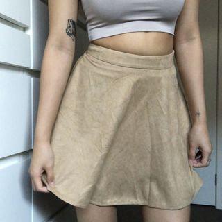 CHICKABOOTI Tan Suede Skirt