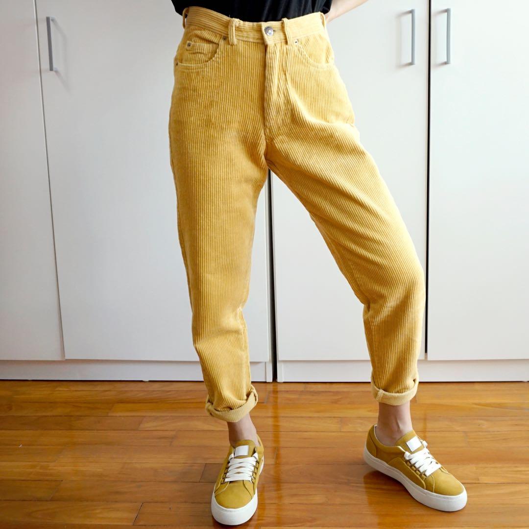 Corduroy Mom Jeans Yellow
