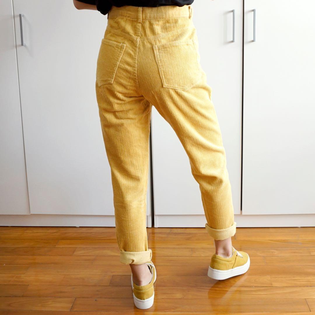 Corduroy Mom Jeans Yellow