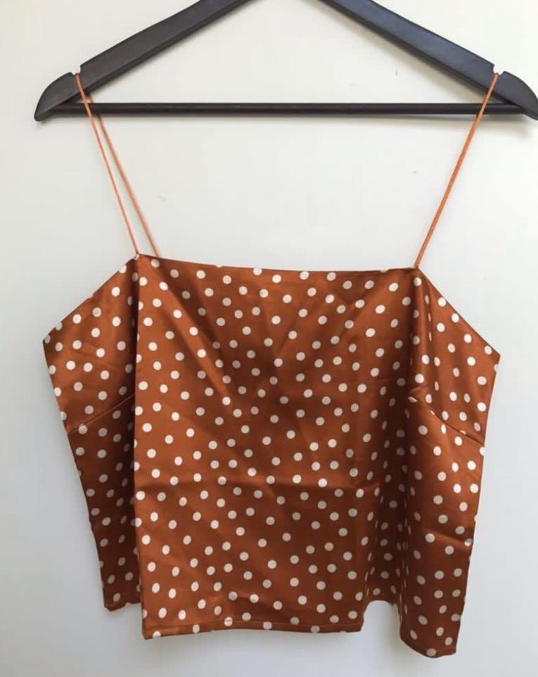 Cotton On Burnt Orange Polka Dot Top, Women's Fashion, Tops, Blouses on  Carousell