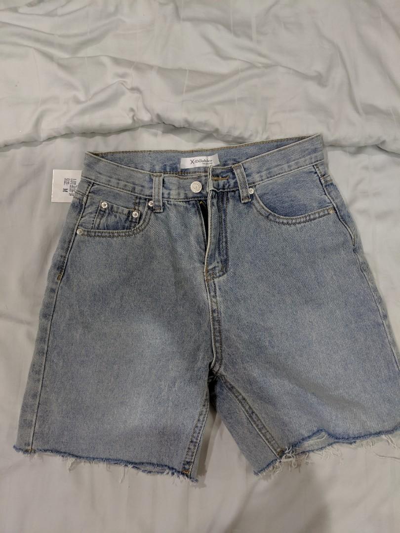 denim biker shorts