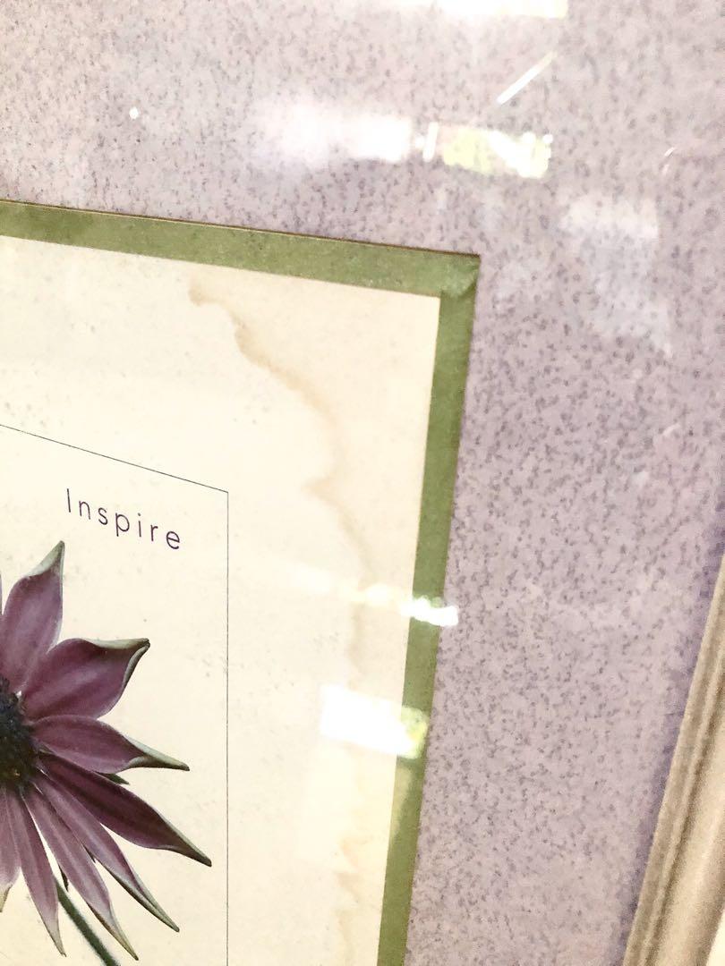 Framed Flower Poster (Category: Frames & Pictures) located in Pasig City. Submitted by lisaandprincess (Listing ID 1002643701, Image 2). Description: Poster was bought in US and framed locally using solid wood with grooves and glass. 41 cm x 102 cm. There is a slight water damage (see second image). Payment via bank deposit. Delivery fee to be shouldered by buyer..