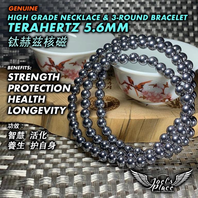 Genuine Terahertz 5 6mm Necklace 3 Round Bracelet 天然钛赫兹核磁项链手串free Delivery Women S Fashion Jewelry Organisers Necklaces On Carousell