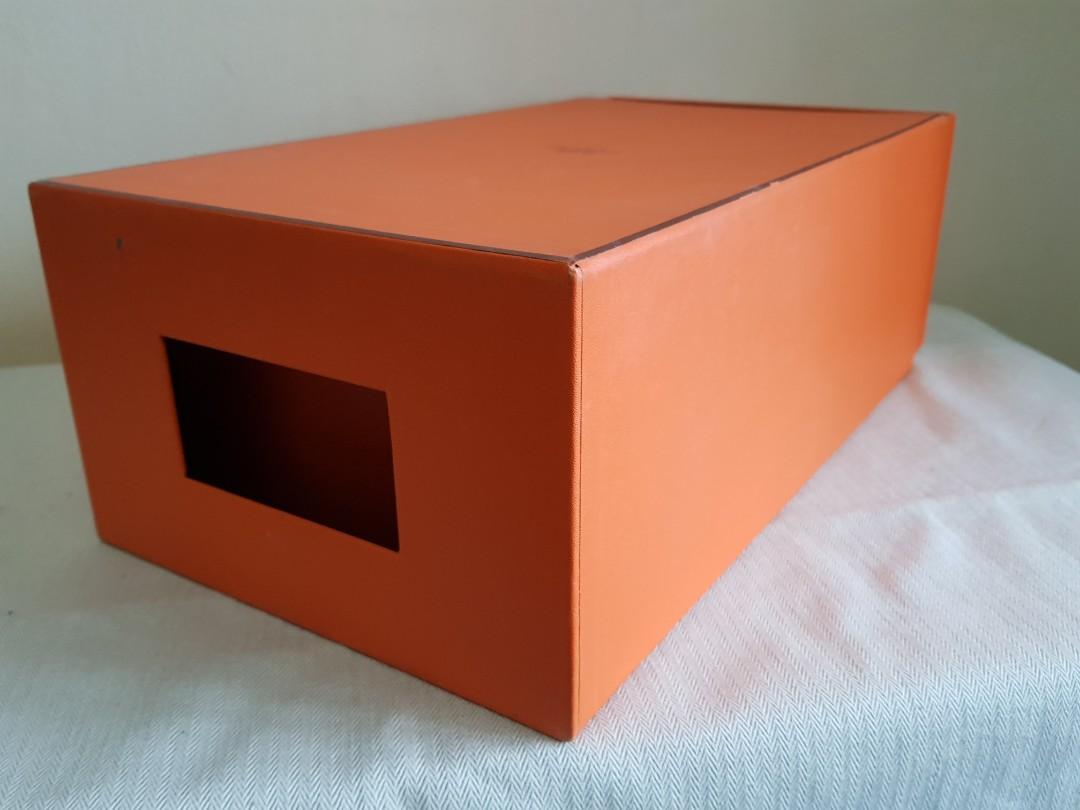 Hermes box for shoes rectangle medium with ribbon #541 empty orange