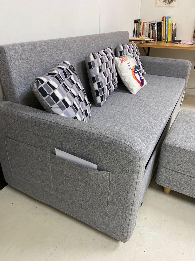 Latex foldable sofa bed + foot rest + 4 pillows, Furniture & Home