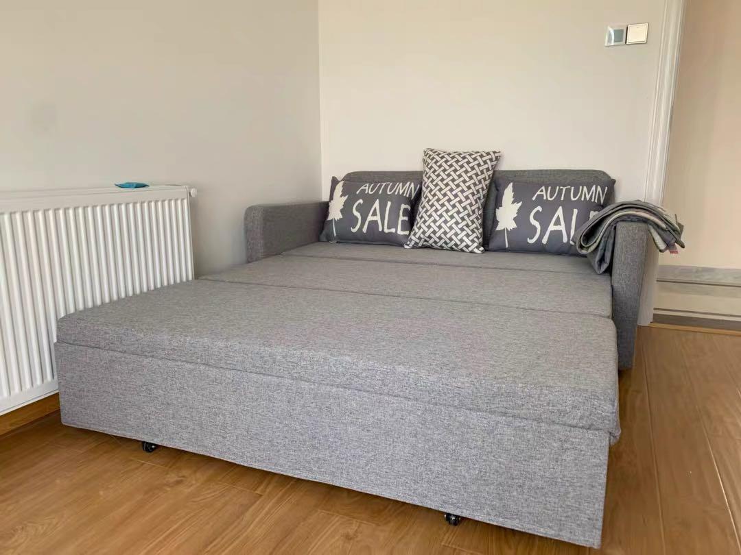 Latex foldable sofa bed + foot rest + 4 pillows, Furniture & Home