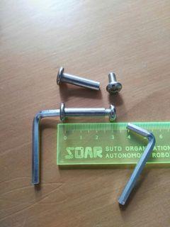 Luggage Market Trolley wheel axles screws 25mm, 30mm, 35mm length, 6mm diameter