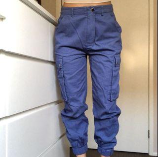 MISSGUIDED Blue Cargo Trousers