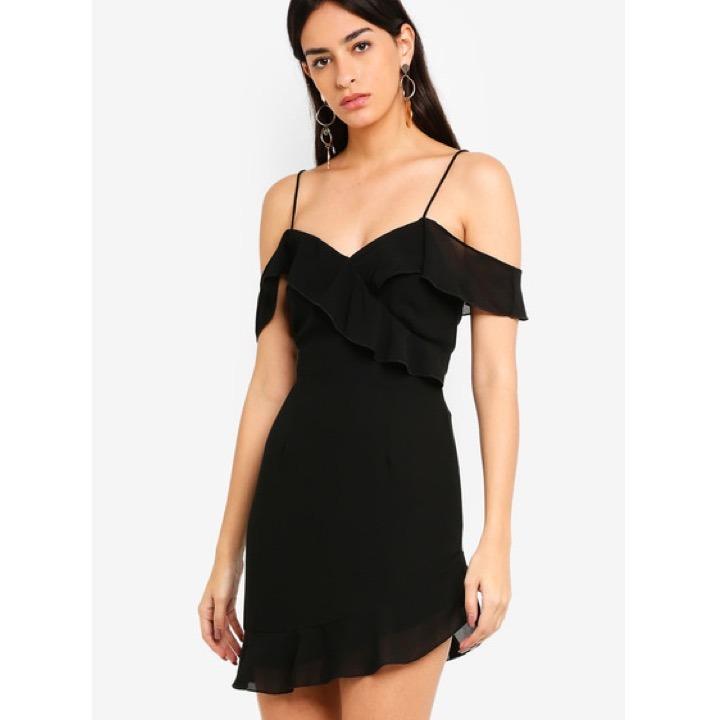 Missguided Cold Shoulder Tea Dress in Black Women s Fashion Tops Sleeveless on Carousell