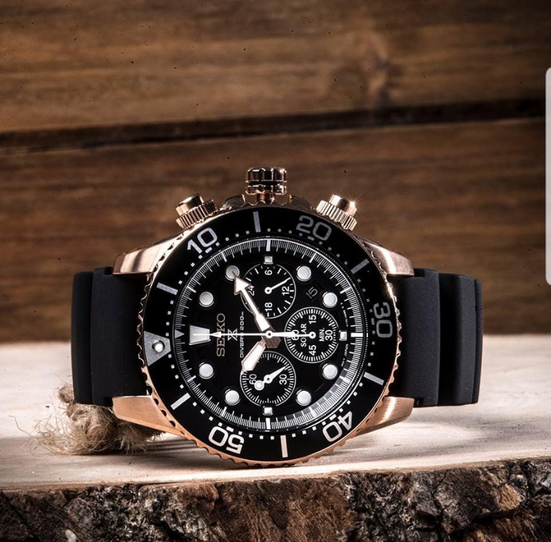 Brand New Seiko Prospex Diver s 200m Rose Gold Solar Chronograph