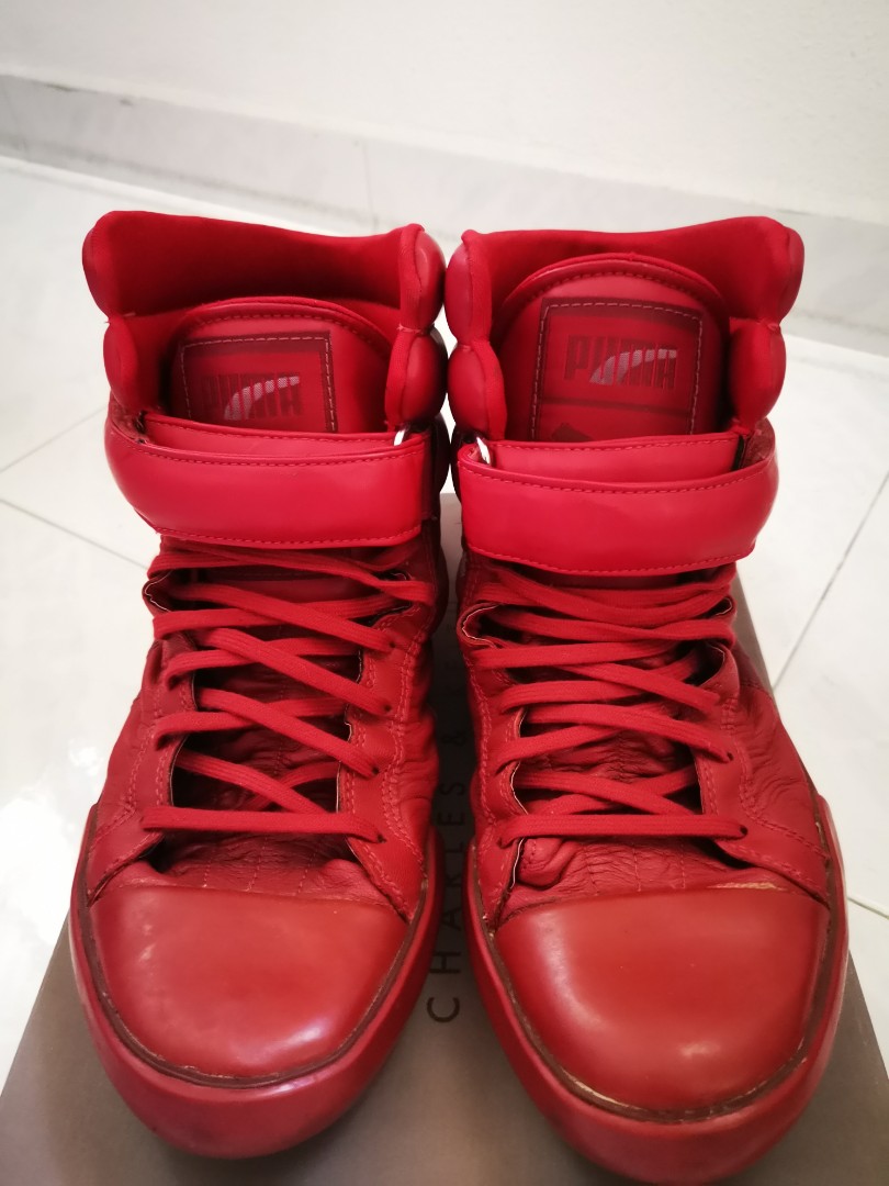 Puma red high cut shoes Women s Fashion Footwear Sneakers on