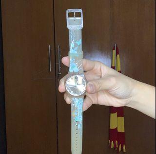 SWATCH Transparent Turquoise Biru Jam Tangan Watch