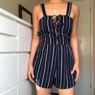 TEMT Navy Stripe Playsuit