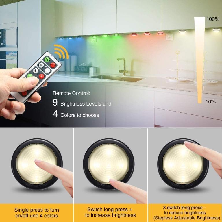 6 Pack Under Cabinet Lights Elfeland RGB Wireless LED Puck Lights Closet Lights 4000K Dimmable Battery Powered Remote Control Atmosphere Night Light Ideal for Cupboard Kitchen Wardrobe Color Changing 6 Pack Under Cabinet Lights Elfeland RGB Wireless LED Puck Lights Closet Lights 4000K Dimmable Battery Powered Remote Control Atmosphere Night Light Ideal for Cupboard Kitchen Wardrobe Color Changing