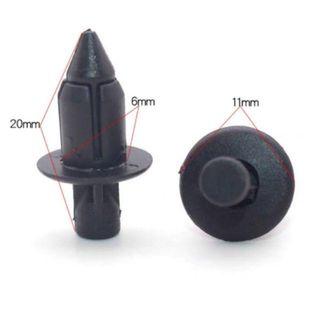 (100pcs )6mm Hole Black Plastic Push In Type Rivets Fastener Pin Clips
