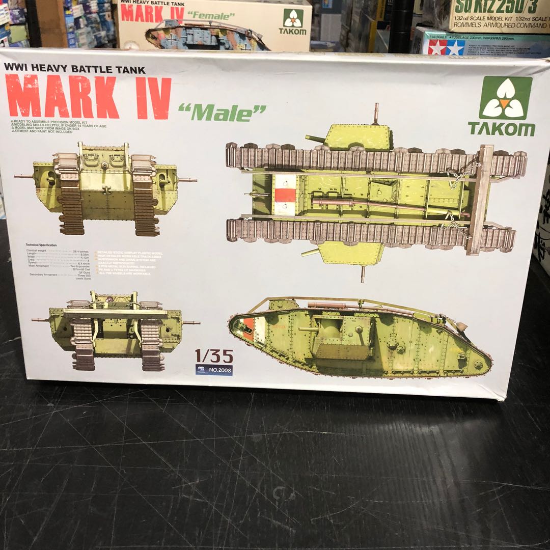1 35 Takom Wwi British Mark Iv Male Tank Model Kit Toys Games Others On Carousell - british ww1 tank mark i roblox