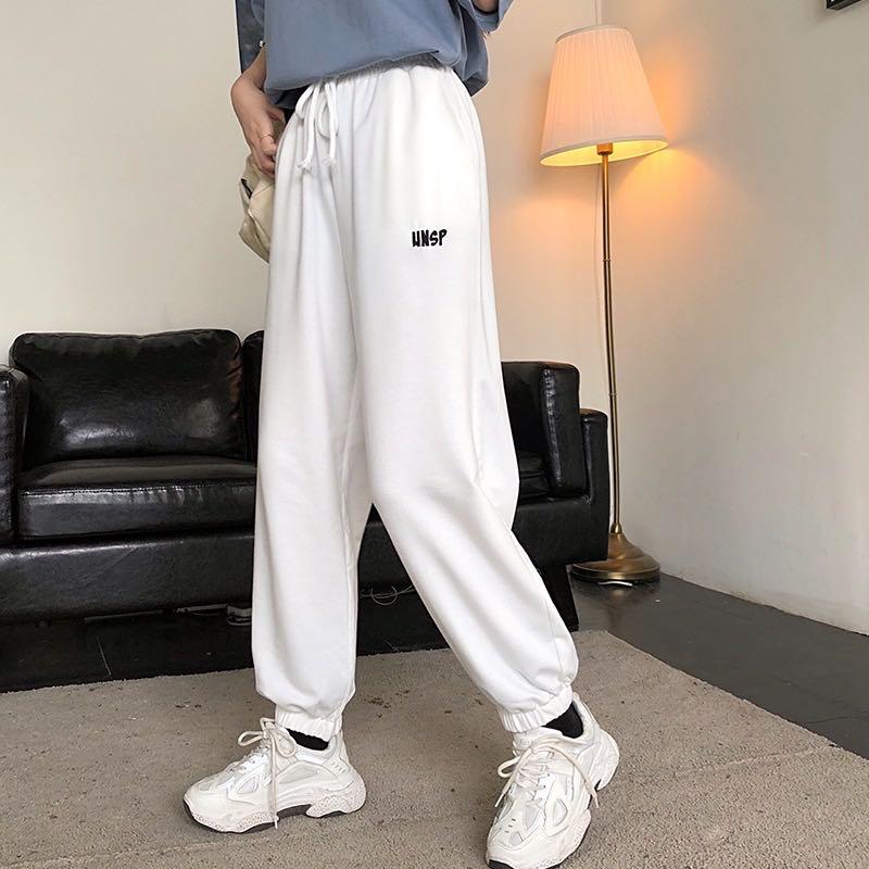 White cotton track best sale pants