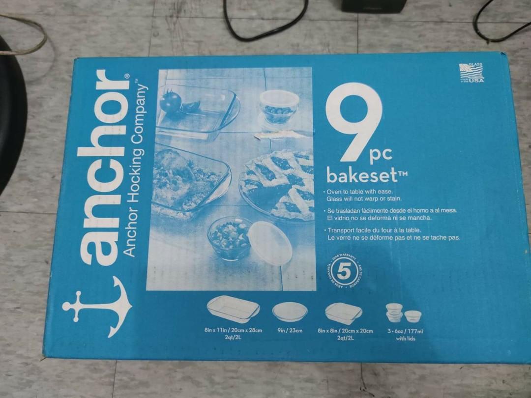 Anchor Hocking 9-piece Bakeset (Category: Bakeware) located in Manila. Submitted by sgarcia (Listing ID 1002742233, Image 1). Description: • NEVER BEEN USED • Mop : GCASH or PNB • Price negotiable • RFS: Decluttering.