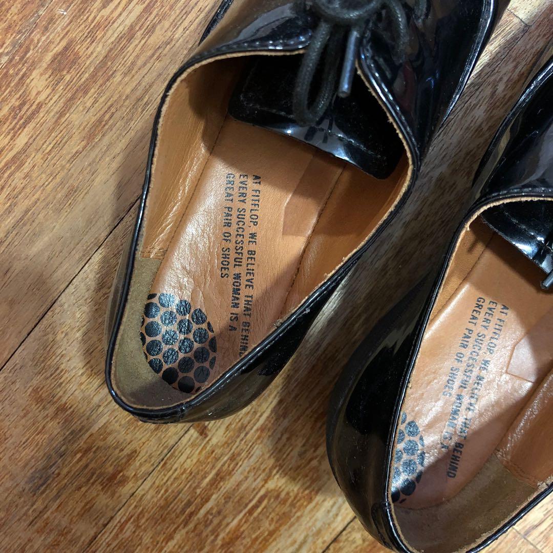 Authentic FITFLOP Patent Black Oxford Shoes, Women's Fashion, Footwear