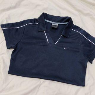 Authentic Vintage NIKE Collared Polo Dri-Fit Athletic Top in Navy Blue #athleisureparty