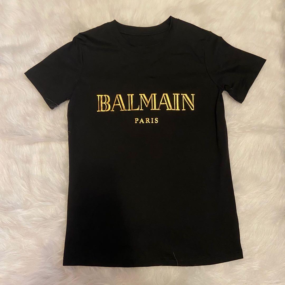 balmain black and gold t shirt