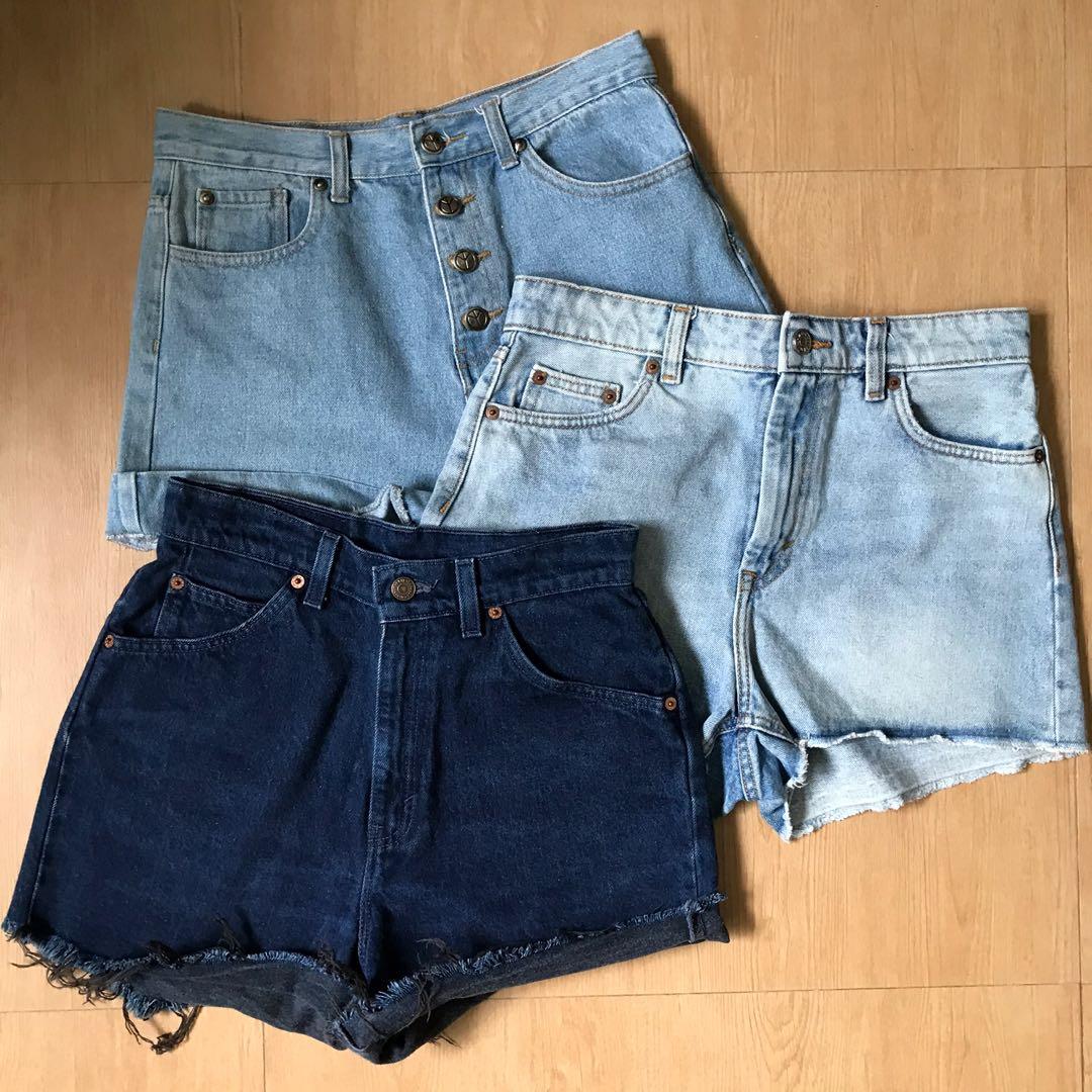 monki high waisted denim shorts
