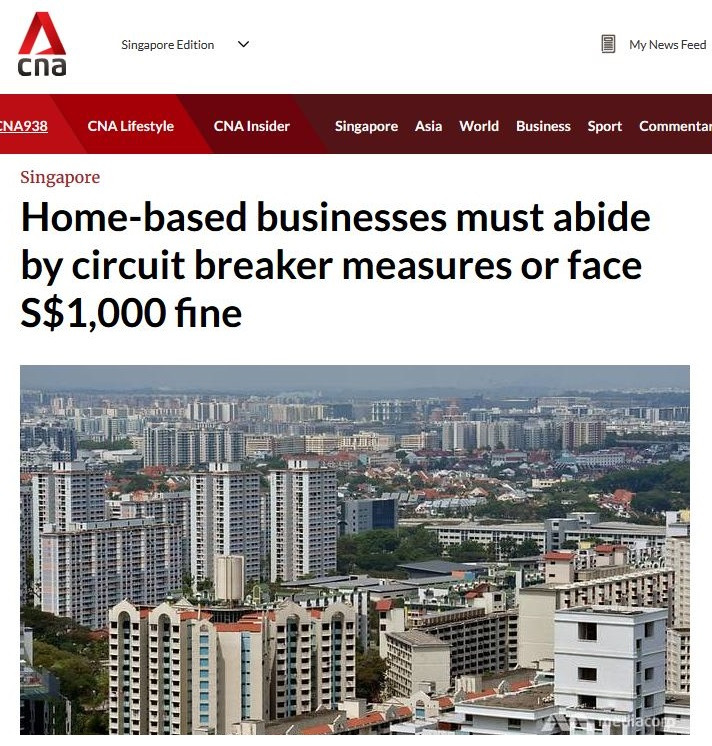 Home-based businesses must abide by circuit breaker measures or face S$1,000 fine
