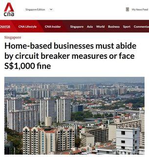 Home-based businesses must abide by circuit breaker measures or face S$1,000 fine
