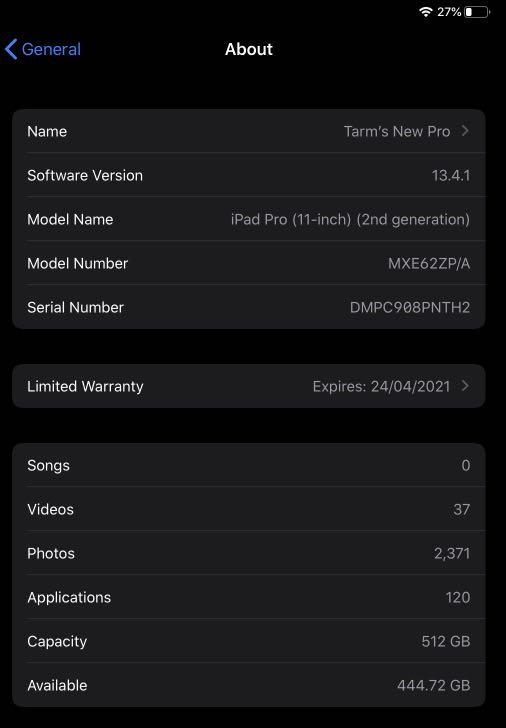 iPad Pro 2020 11in 512gb Wifi+Cellular